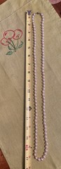 Vintage Marvella Single Strand Knotted Faux Pearl Necklace Champagne Slide Clasp