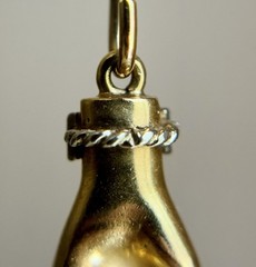 Antique Vintage 14K Gold Platinum Palladium Hand Pendant w Diamond Sapphire Ruby