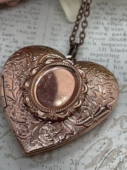Fancy ROSE Gold Heart Locket Photo Pink Victorian Anniversary Wedding Necklace