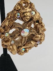 EXTRAORDINARY JACKY DE G Gold Tone AB Stones Starfish dangle clip-on earrings