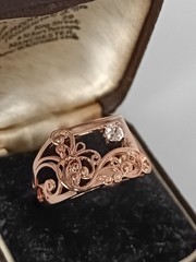 Vintage 1990-s 14 Ct Rolled Gold Zircon Ring Size UK P US 7 1/2- Hallmarked!