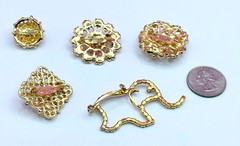 Lot of 5 Gold Tone & Multicolor Rhinestones Brooches Contemporary L-17