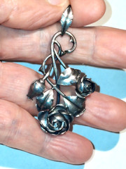 Vintage Sculpted Rose Brooch Pin 3D Designer Theodor Klotz Germany 835 Silver