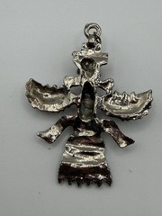 SILVER TONE THUNDERBIRD PENDANT TURQUOISE MARQUISE SOUTHWESTERN WOMENS STATEMENT