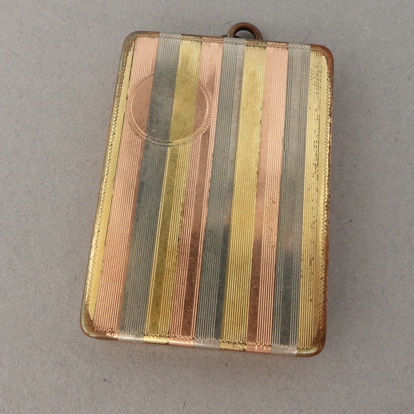 Vintage 20s Art Deco Marathon Rose Gold Tone Rectangular Locket Photo Pocket