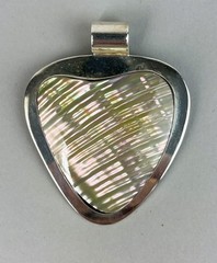 Vintage Modernist Mexico HUGE Sterling Silver Abalone Slider Pendant 30g
