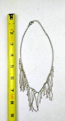 Vintage Fringe Tassel Necklace Black Gunmetal Flapper Era Glamorous