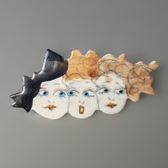 Hand Painted Ceramic Brooch Sanderson Sisters Hocus Pocus Witchy Halloween OOAK