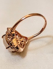 Vintage Cabachon Moonstone CZ Rose Gold 925 Sterling Statement Estate Ring 8.25