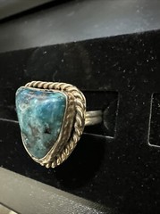 Vintage ring size 7.5 turquoise sterling silver rope lasso 9.6 Grams