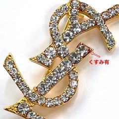 YVES SAINT LAURENT YSL Vintage Gold-Plated Rhinestone Brooch – Women’s