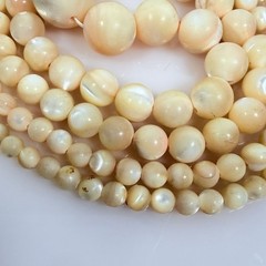 Vintage Mother of Pearl Graduated Bead Necklace 36″ Peach Cream MOP Barrel Clasp
