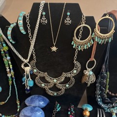 Jewelry Lot Faux Turquoise Blue Southwestern Style Necklaces Bracelets Earrings