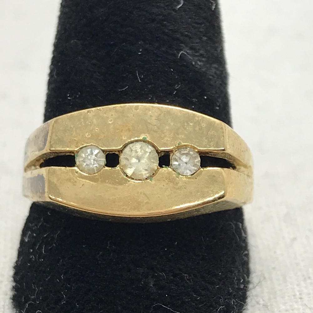 Vintage 18KT HGE Gold Plated & Cubic Zirconia in 3 Stone Ring varied sizes