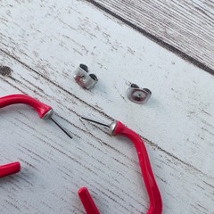 Vintage Earrings for Pierced Ears Unusual Shape Red