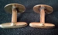 Vintage Yellow Gold-Filled Bullet Back Cufflinks Lot of 2 Oval & Round