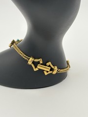 Vtg Goldette Sliding Charm Bracelet Goldtone Gemstone 7″ Bug Fleur De Lis Star
