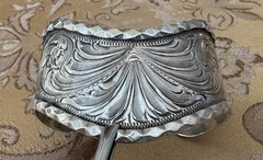 Vintage Premium Western Hand Engraved Sterling Silver Signed Moses Cuff Bracelet