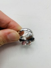 Vintage Sterling Silver Size 6 Spring Pastel Blue Flower Statement Cocktail Ring