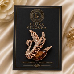 Elegant Crystal Swan Brooch Rose Gold Plated With Sparkling Rhinestones