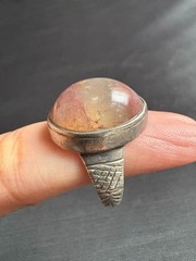 Vintage Handcrafted Silver Ring Unique Cabochon Quartz Gemstone Ring Size 8.5 US