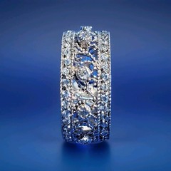 STERLING SILVER DESIGNER White CZ Filigree Wedding Band ETERNITY Ring Size 7.75