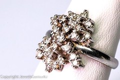 1.00 ct Round Diamond Cluster 14K White Gold Ring Vintage
