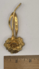 Vintage Signed RSK Gold Tone Carnation Rose Long Stem 3 7/8″ Brooch