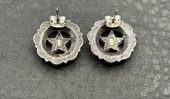 Vintage Silver And Gold Tone Star Earrings Western Southwestern Concho Style