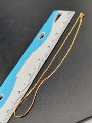 Signed Korean 2mm Gold Tone Flat Textured Knitted Serpentine Choker Necklace