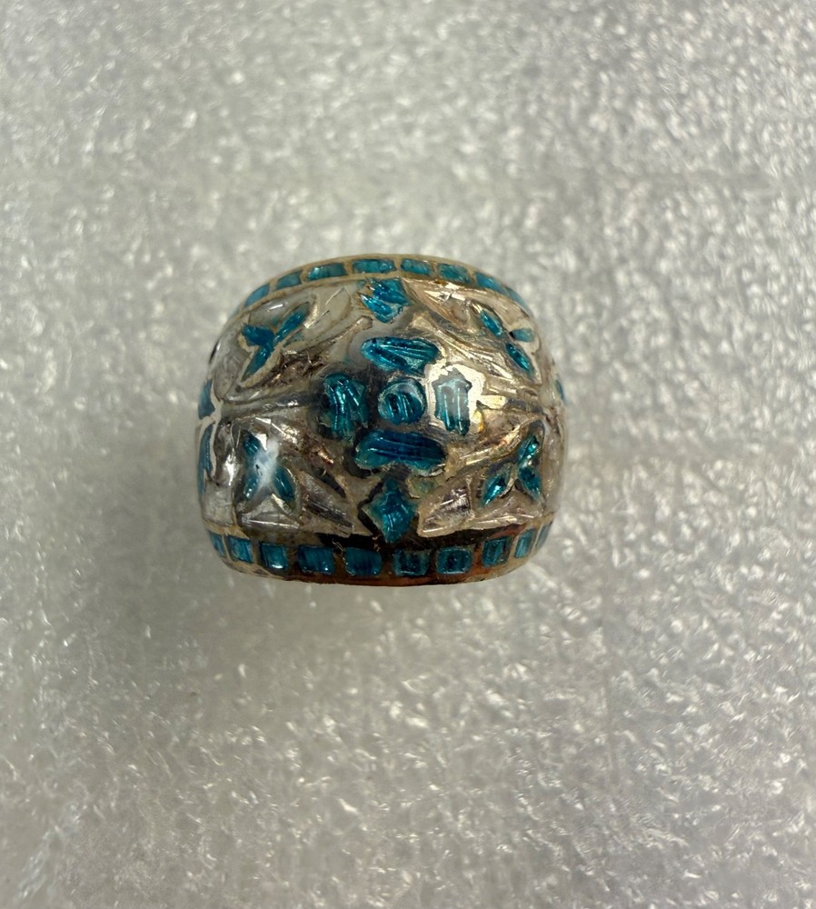 Vintage Sterling Silver Enamel Ring Size 3.25