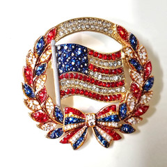Patriotic American Flag Pin Brooch 4th of July