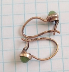 Vintage Earrings Nephrite Stone Gilt silver 875 test star children’s Jewelry