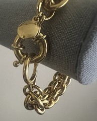 Vintage J. Crew Gold Tone Double Chain Link Statement Bracelet – Size 6.25 In
