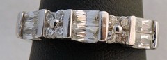 Anniversary STERLING SILVER 0.925 WHITE STONE ESTATE WEDDING BAND RING SIZE 7.25