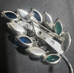 Vintage 1960’s Blue Rhinestone Brooch Pin, Possible Weiss Or D &E, Unmarked