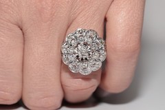 Antique Circa 1920s Art Deco 18k Gold Natural Diamond Decorated Strong Ring