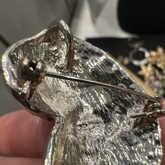 VTG OPC SIGNED AURORA BOREALIS RHINESTONE OWL BIRD BROOCH PIN PENDANT