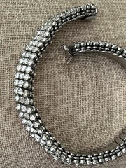 VTG 60s Rhinestone Stretch Expansion Trio-Cut Estate NECKLACE Statement 12.5 in