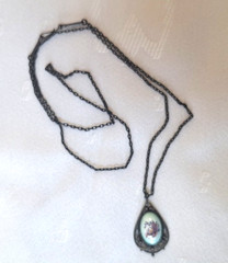 Vintage Soviet Era Hand Made Enamel Rostov Finift Filigree Chain/Pendant