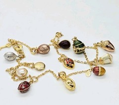 Joan Rivers Faberge Egg Necklace Collection 13 Different Vintage Charms 29 in