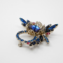 Juliana Delizza Elster Brooch Rivoli Margarita Blue Crystal Rhinestone Brooch