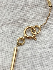 Vintage Peter Bram? 17″ 14K Gold Tube Bead & 5mm Pearl 10K Chain Necklace 5.7g