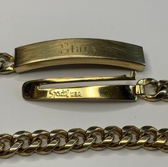 Vintage Speidel Gold Tone ID Bracelet Engraved Stacy on outside JEFF on Inside