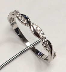 CASTILLNA Half Eternity Twist 925 Sterling Silver & CZ Engagement Ring Size 9