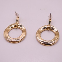 Vintage Rhinestone Drop Dangle Door Knocker 1.4″ Womens Goldtone Earrings