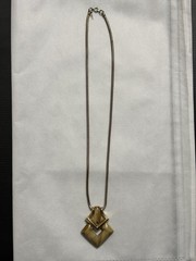 Vintage 1960’s Trifari Signed Gold Plated Lucite Pendant Necklace
