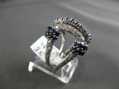 ESTATE LARGE 2.30CT DIAMOND & AAA SAPPHIRE 14KT WHITE GOLD 3D PAVE FUN RING