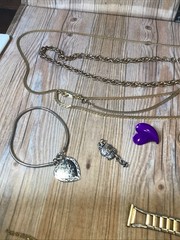 Vintage Estate Jewelery Lot Untested Gold Plated Chains 18 K GP Bail, 925