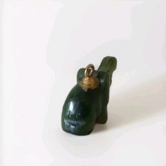 Vintage Jade Elephant Dark Green Jade Carved Elephant Pendant Charm